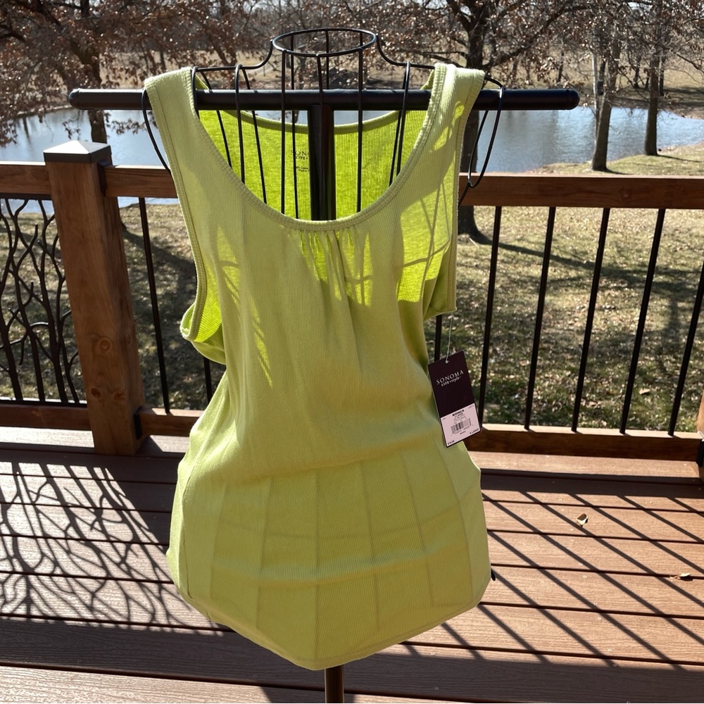 Women's XL Lime Green Ribbed Tank Top Sonoma Lifestyle NWT